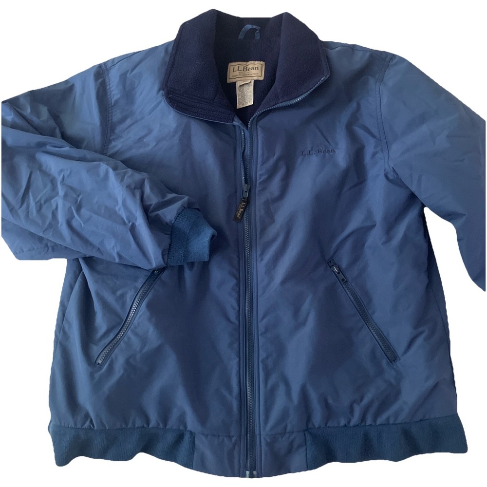 LL Bean Men's Full Zip Fleece Lined Thinsulate Bomber Jacket Blue L OHK 18